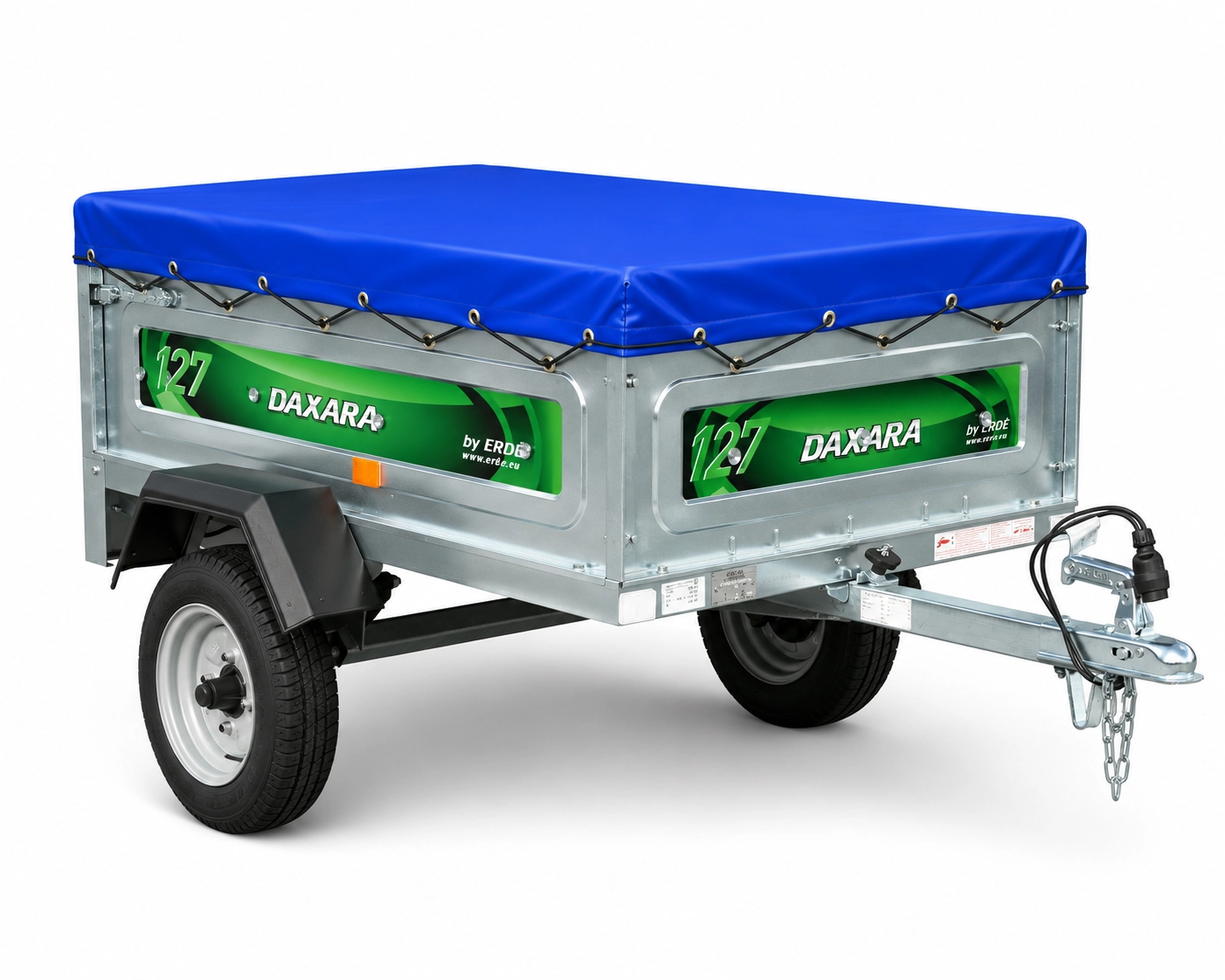 A Daxara 127 Standard Trailer, with a blue cover